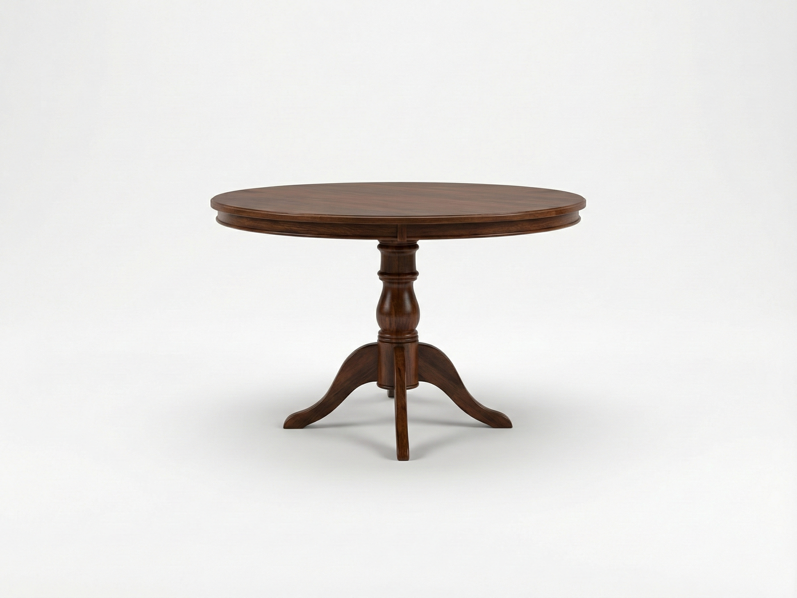 Side view Lin circular dining table made out of Mahogany wood