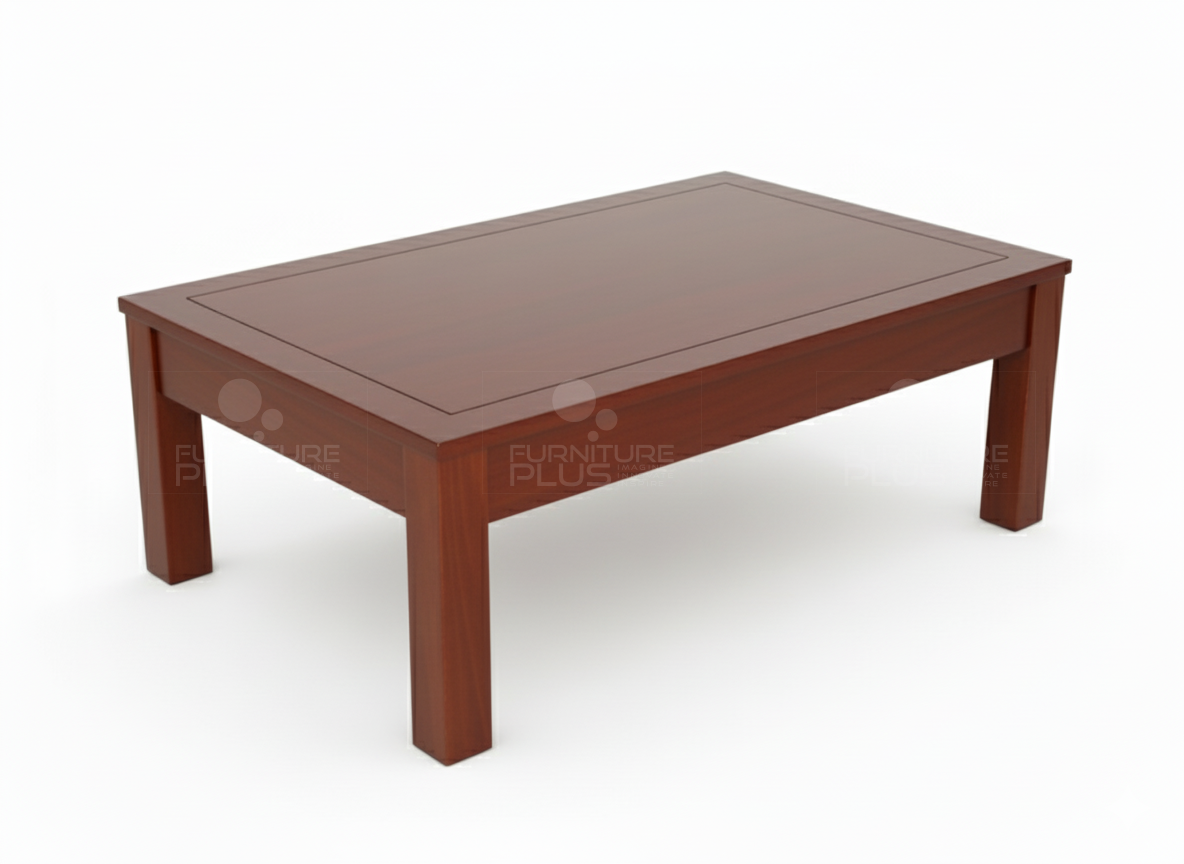 Side view of rectangular Mark coffee table made out of Mahogany wood