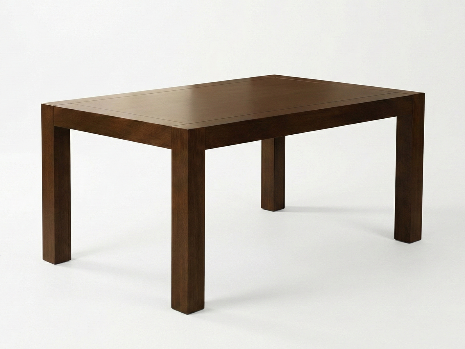Side view of Adam TT dining table with timber top and square legs and frame made of solid Mahogany wood